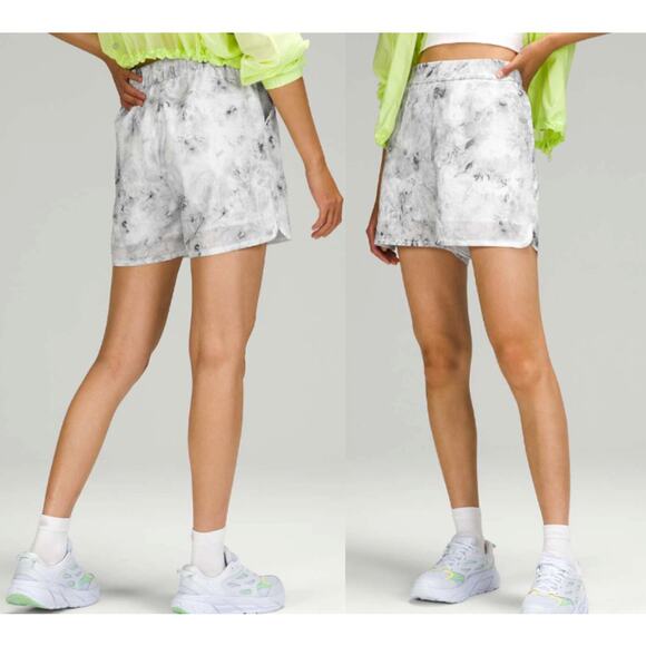 Lululemon Flat Front Relaxed Short 4.5", Aquila Rhino Grey Multi Women's 12 NWT - Picture 1 of 8